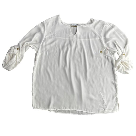 Anthony‎ Richards Womens Keyhole Blouse Top Size 22W NEW Flowy Gold Button Vtg - Picture 1 of 6